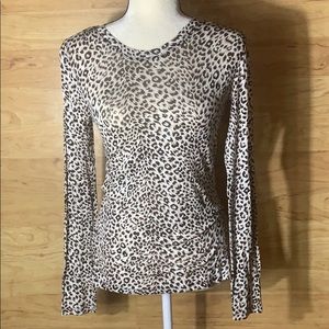BCBGMaxAzria Animal Print Long Sleeve Top Size M